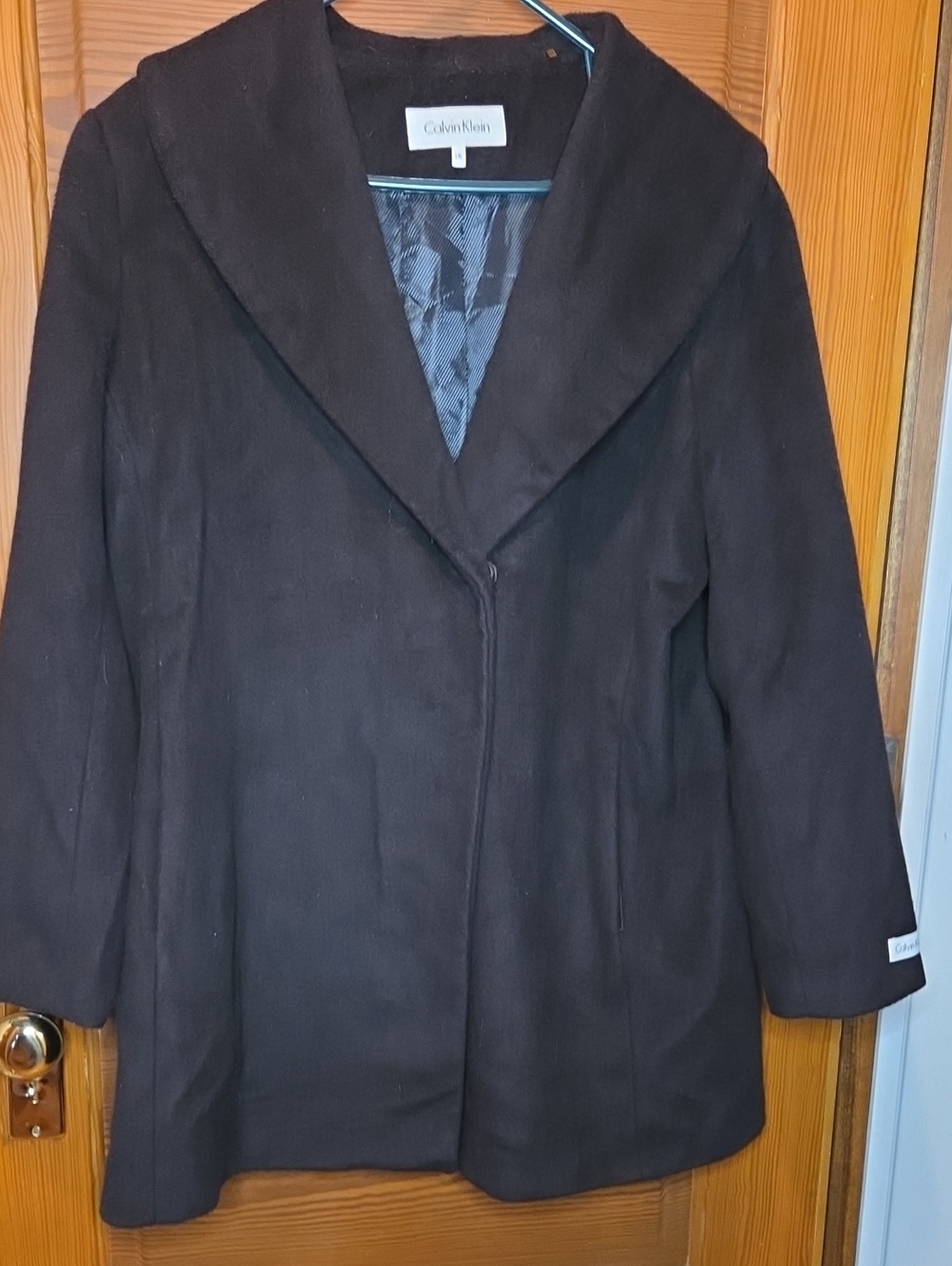 Calvin Klein Black Women's Peacoat with Shawl Collar